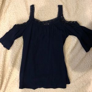Navy blue off the shoulder top